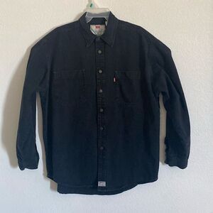 LEVI’S Men’s Button Up Vintage Black Denim Red Tab Shirt WPL423 Size L